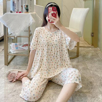 Women's Cotton Pajamas Set - Short Sleeve