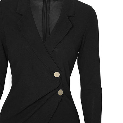 Buttoned Long Sleeve Bodycon Dress for Work