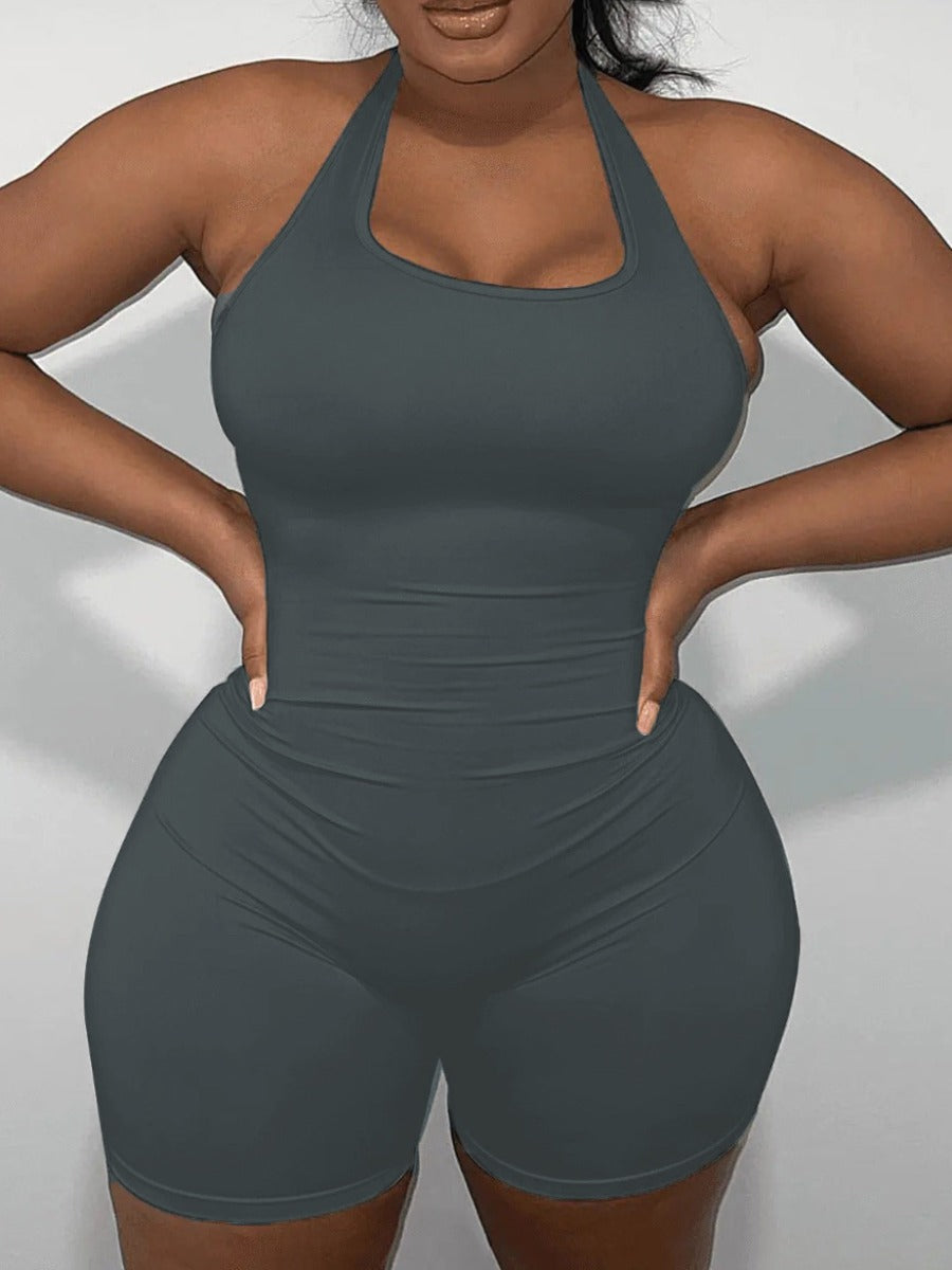 Plus Size Backless Cami Romper for Summer Women