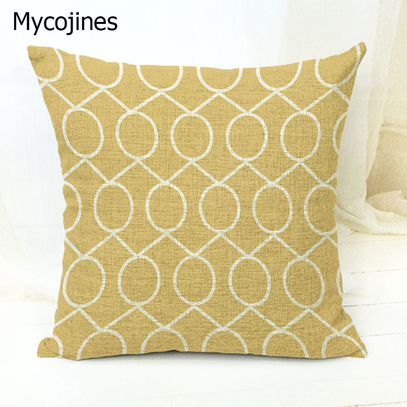 Geometric Pattern Pillowcase with Triangles and Letters