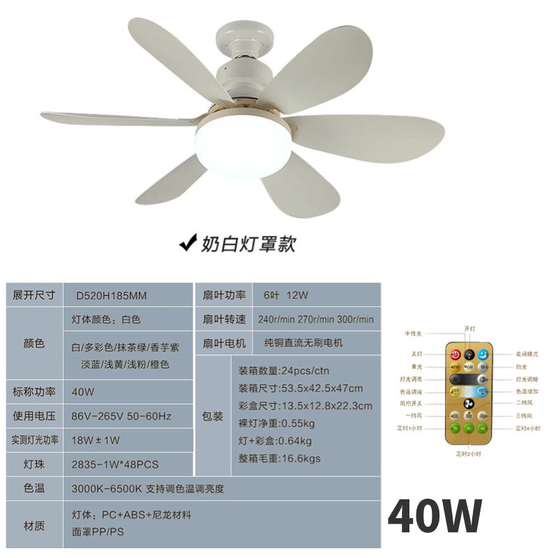 E27 Silent Small Ceiling Fan Light for Home Use