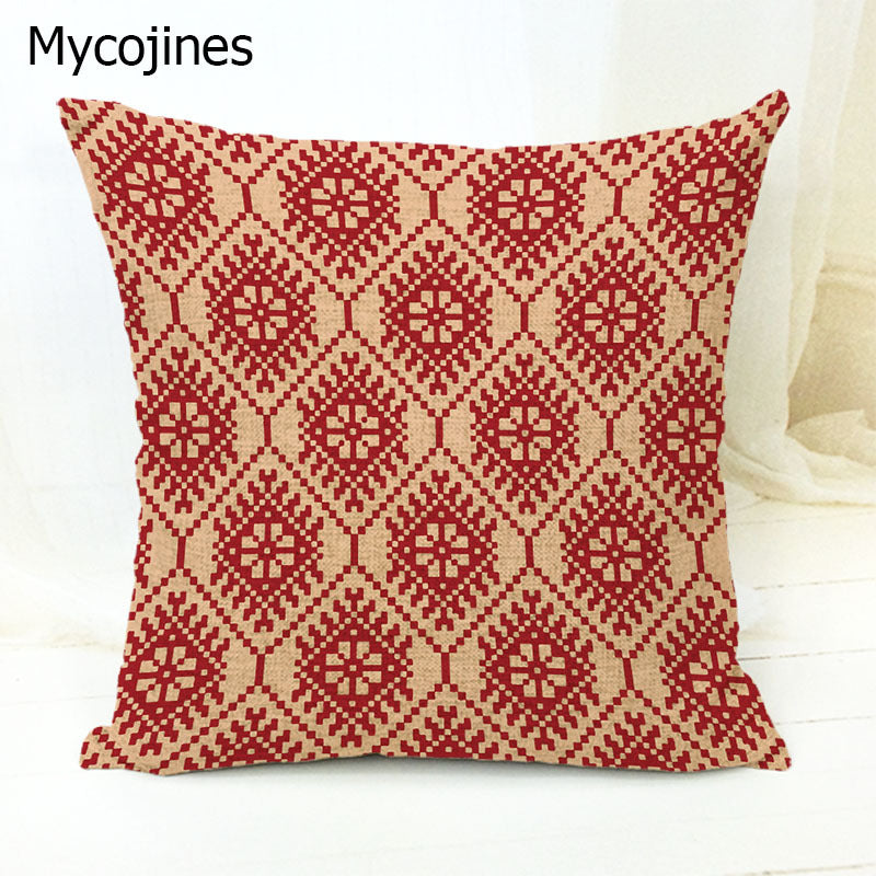 Geometric Pattern Pillowcase with Triangles and Letters