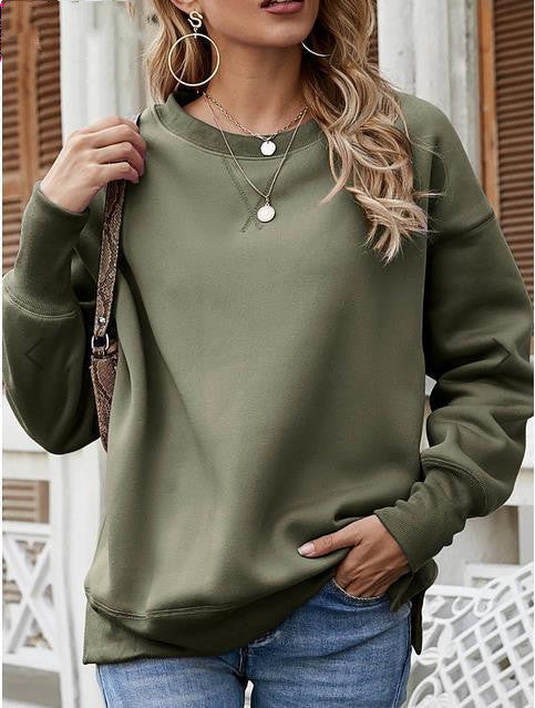 Cotton Simple Color Sweater for Versatile Styling