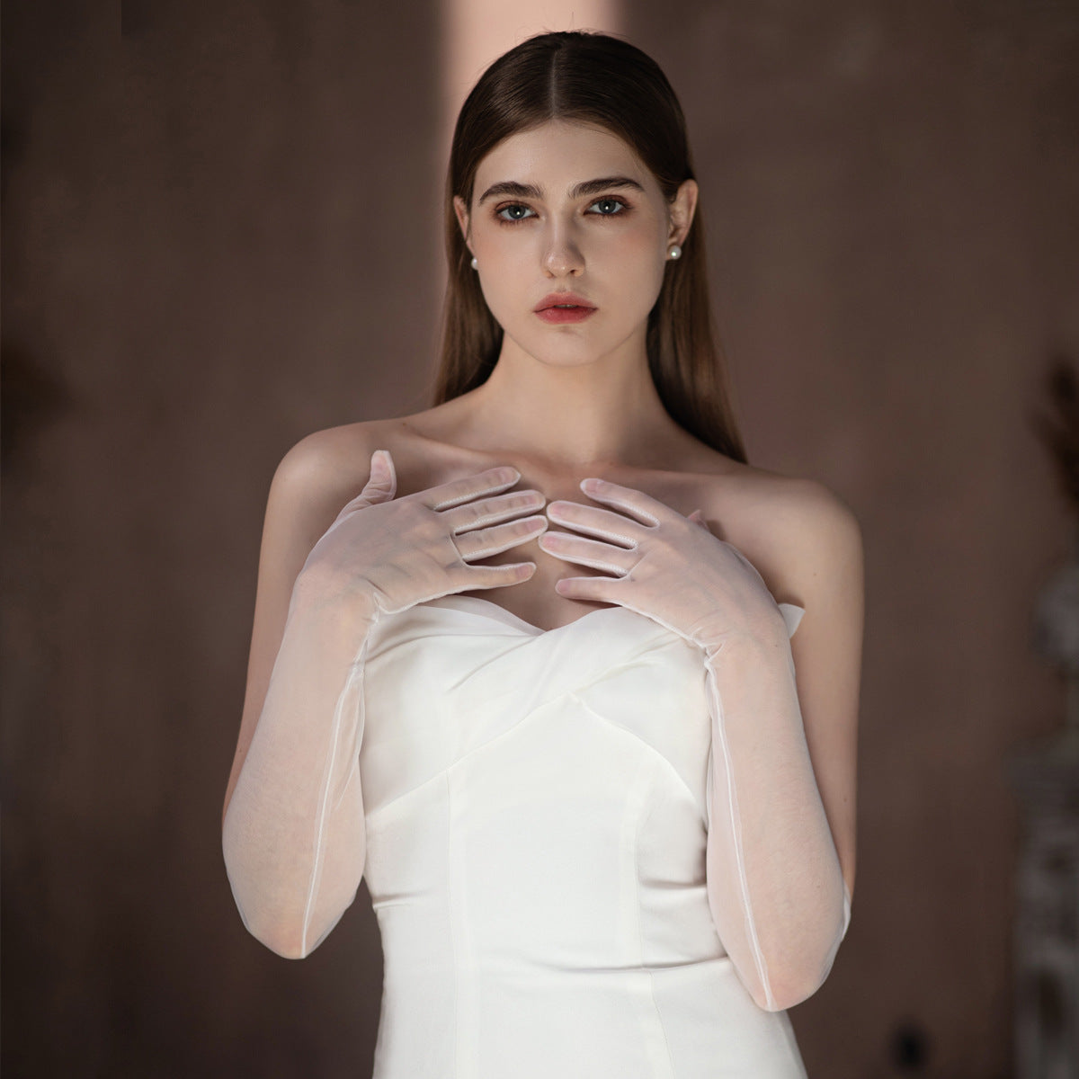 WG099 Pure White Flowing Tulle Dress