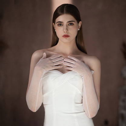 WG099 Pure White Flowing Tulle Dress