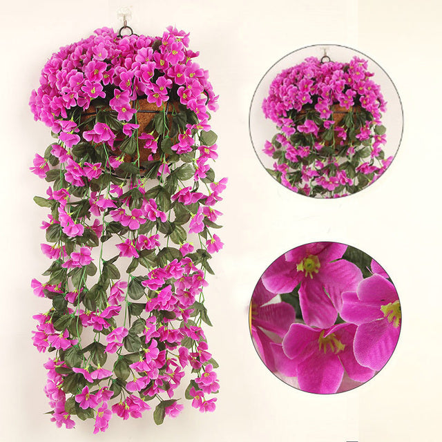 Violet Artificial Orchid Flower Wall Hanging Decor