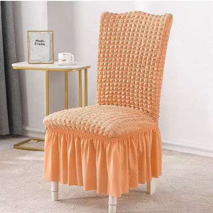 Bubble Grid Stretch High-End Chair Cover with Skirt