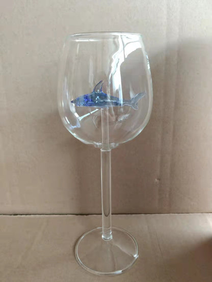 Creative Shark High Wine Glass with Octopus Design
