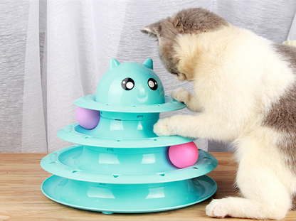 Cat Toy with Three-Tier Tower and Spinning Ball