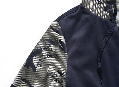 Fleece-Lined Camo Hoodie with Skull Print