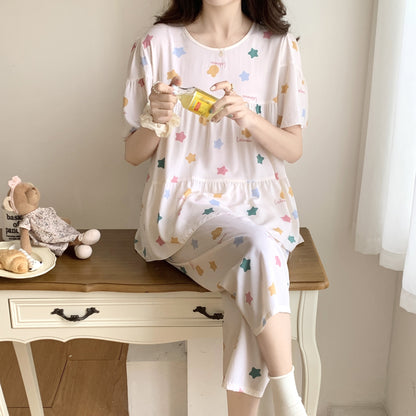 Women's Cotton Pajamas Set - Short Sleeve