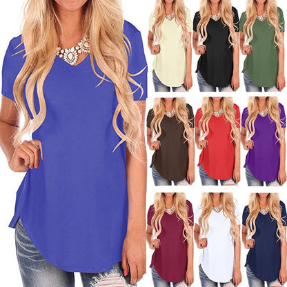 Loose V-Neck Short Sleeve Tuxedo T-Shirt