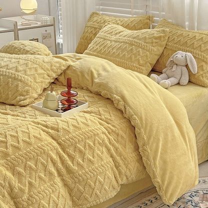 Thickened Warm Milk Fiber Four-Piece Bed Set