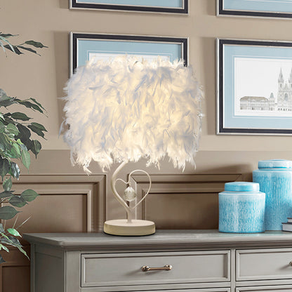LED Feather Heart Crystal Table Lamp for Home Decor