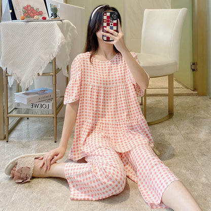 Women's Cotton Pajamas Set - Short Sleeve