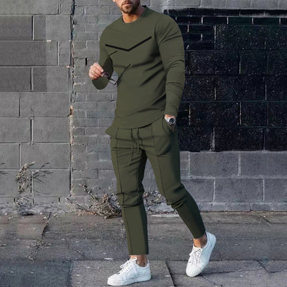 Men's Casual Spring Autumn Two-Piece Outfit Set