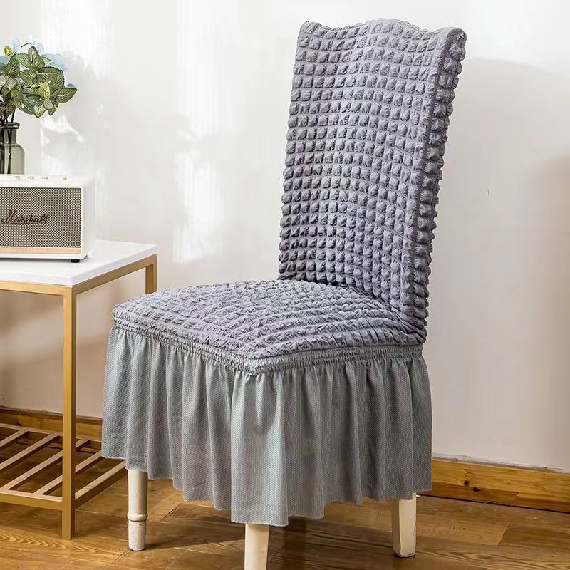 Bubble Grid Stretch High-End Chair Cover with Skirt