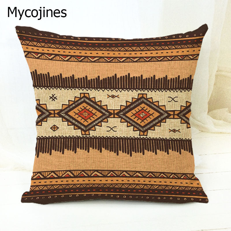 Geometric Pattern Pillowcase with Triangles and Letters