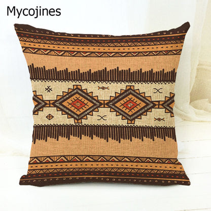 Geometric Pattern Pillowcase with Triangles and Letters