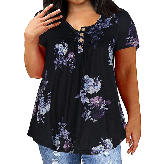 Plus Size Women's Loose Fit Short Sleeve T-Shirt