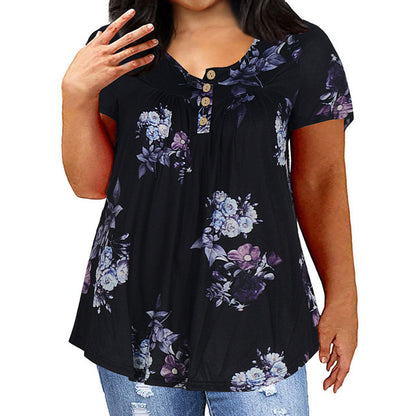 Plus Size Women's Loose Fit Short Sleeve T-Shirt