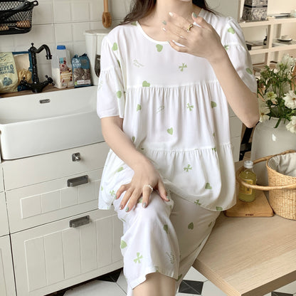 Women's Cotton Pajamas Set - Short Sleeve