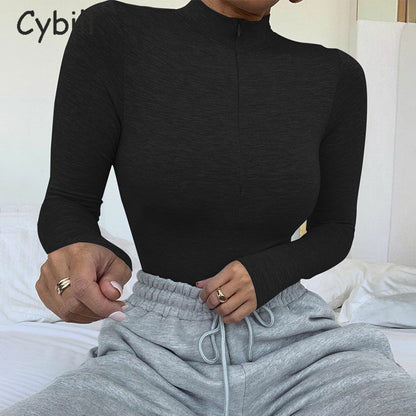 Women's Long Sleeve Solid Color Bodysuit Tights