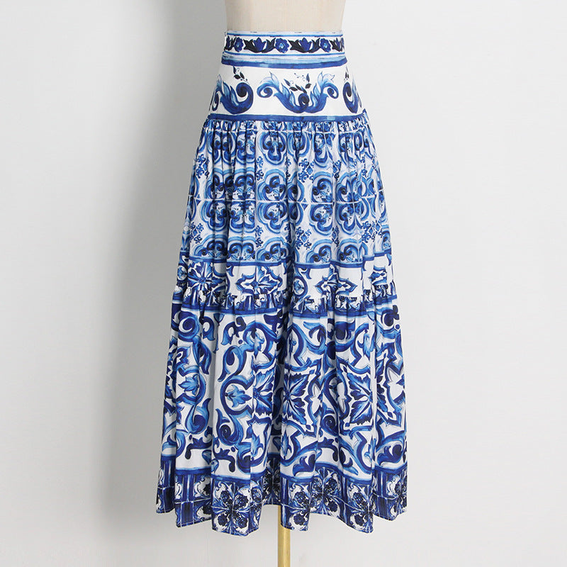Cotton Sicily Bohemian Print Long Skirt for Women