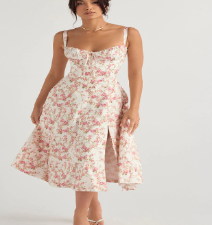 Chic Floral Maxi Dress - Waist Defined