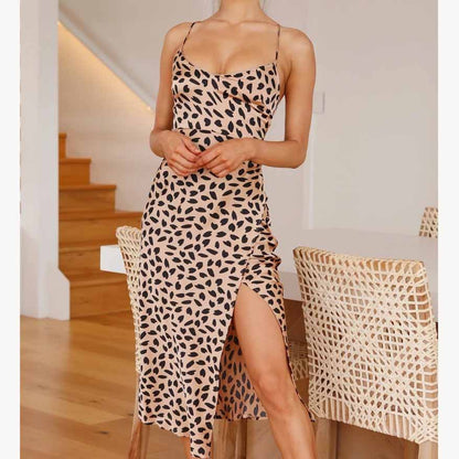 Chic Sling Backless Print Dress