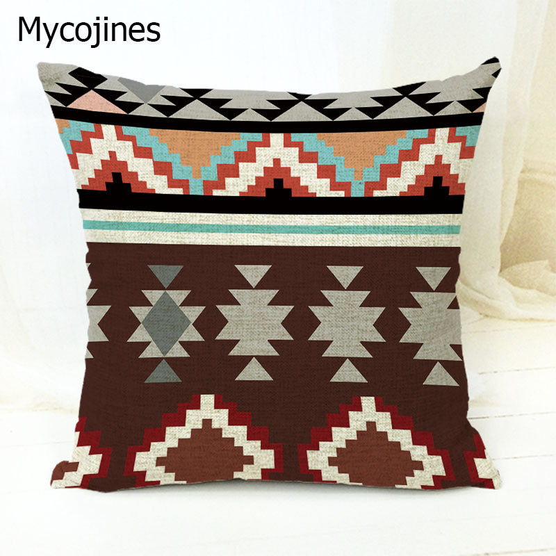 Geometric Pattern Pillowcase with Triangles and Letters
