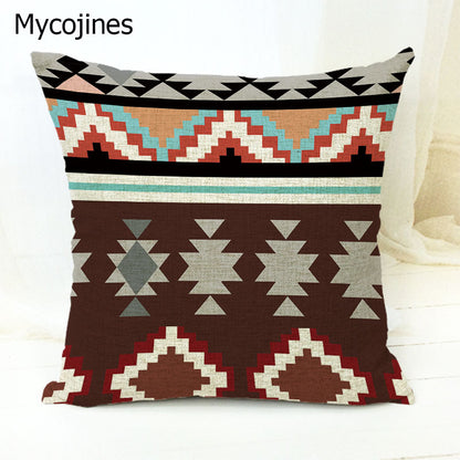 Geometric Pattern Pillowcase with Triangles and Letters