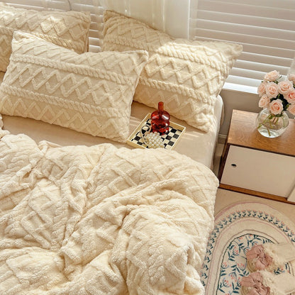 Thickened Warm Milk Fiber Four-Piece Bed Set