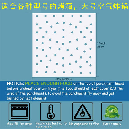 Dual Air Fryer Baking Parchment Paper 14x20.5cm