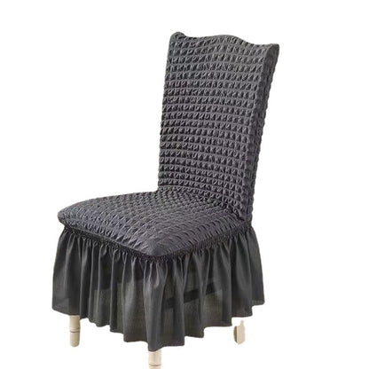 Bubble Grid Stretch High-End Chair Cover with Skirt