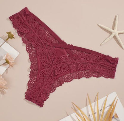Lace Crossover Low Waist Tie Women's Sexy Thongs