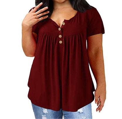 Plus Size Women's Loose Fit Short Sleeve T-Shirt