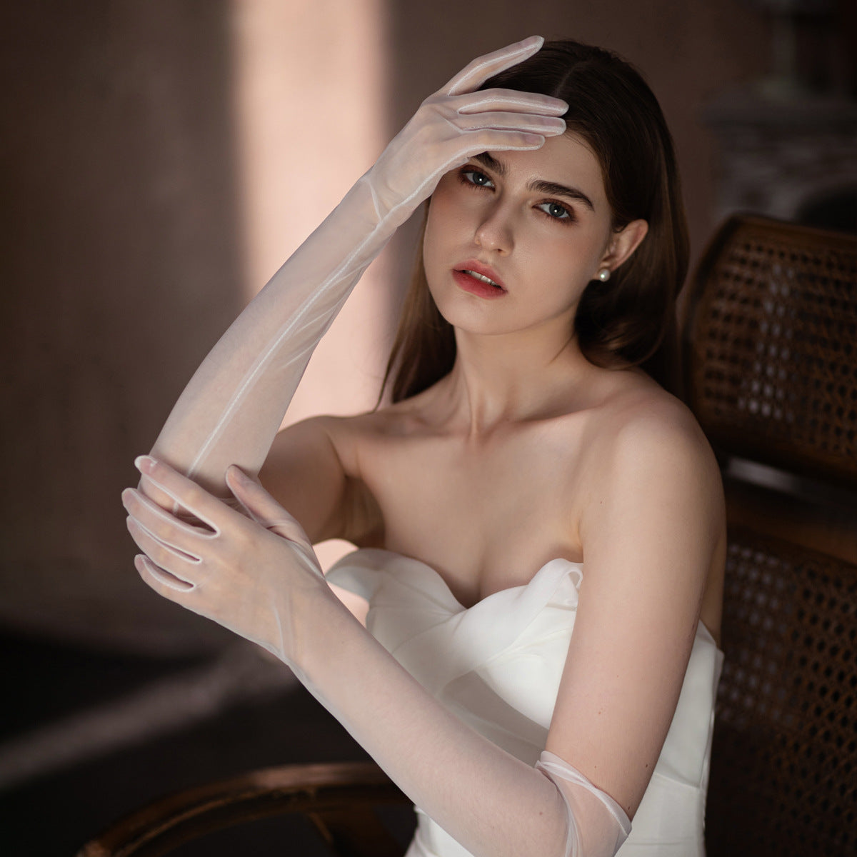 WG099 Pure White Flowing Tulle Dress