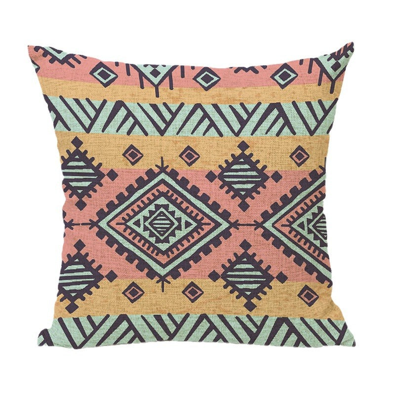 Geometric Pattern Pillowcase with Triangles and Letters