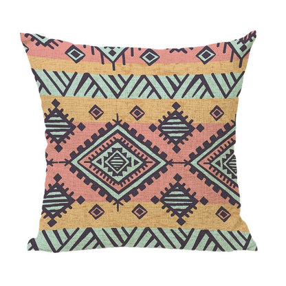 Geometric Pattern Pillowcase with Triangles and Letters