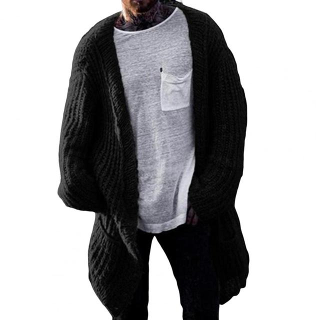 Men's Long Sleeve V Neck Cardigan Sweater Coat