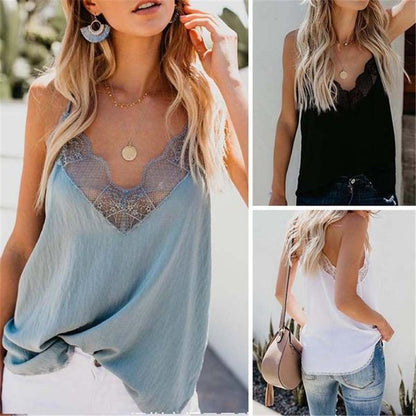 Chic V-Neck Camo Lace Vest