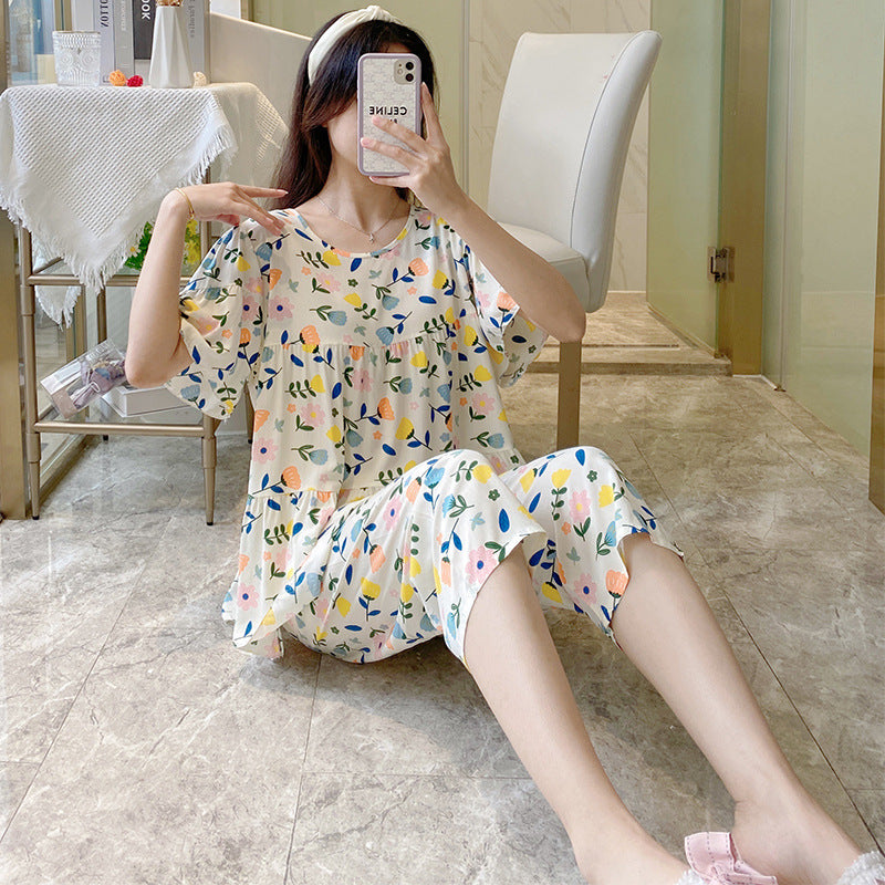 Women's Cotton Pajamas Set - Short Sleeve