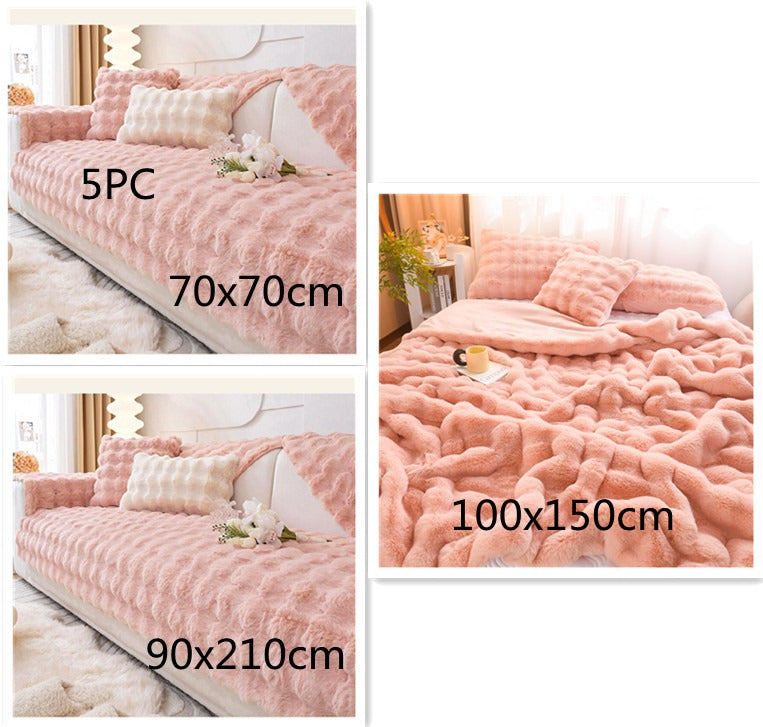 Plush Rabbit Velvet Thick Blanket Double-Sided Fleece