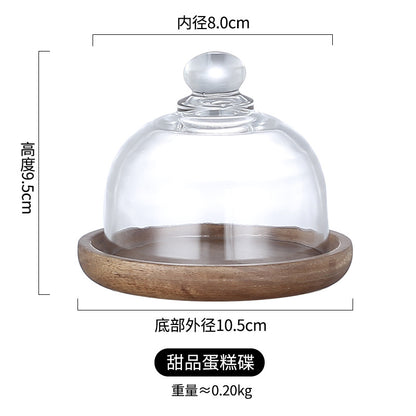 Mini Dessert Display Tray with Glass and Wood Base