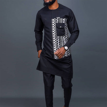 Ethnic Black Pocket Ensemble for Men
