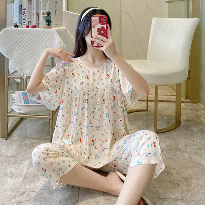 Women's Cotton Pajamas Set - Short Sleeve