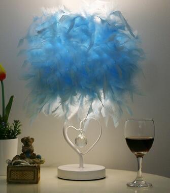 LED Feather Heart Crystal Table Lamp for Home Decor