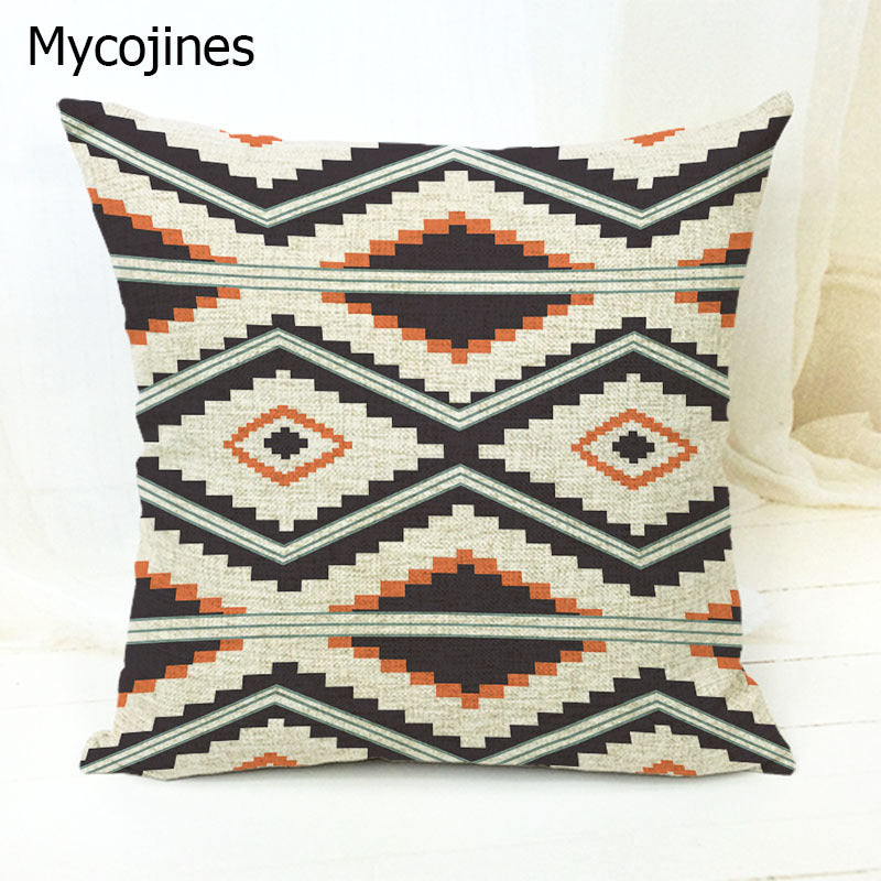 Geometric Pattern Pillowcase with Triangles and Letters