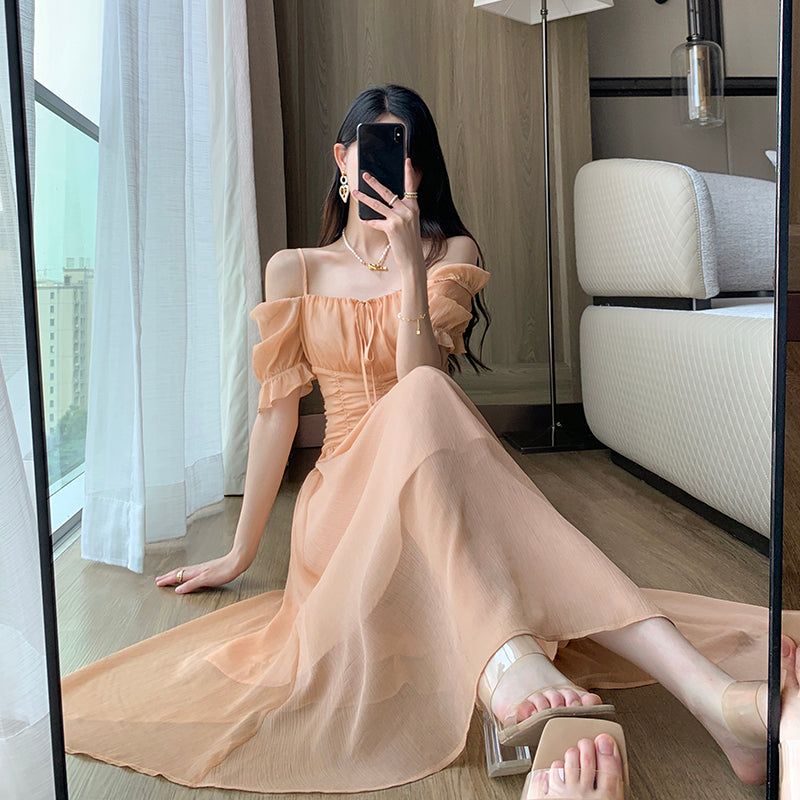 French Tea Break Soft Texture Long Dress